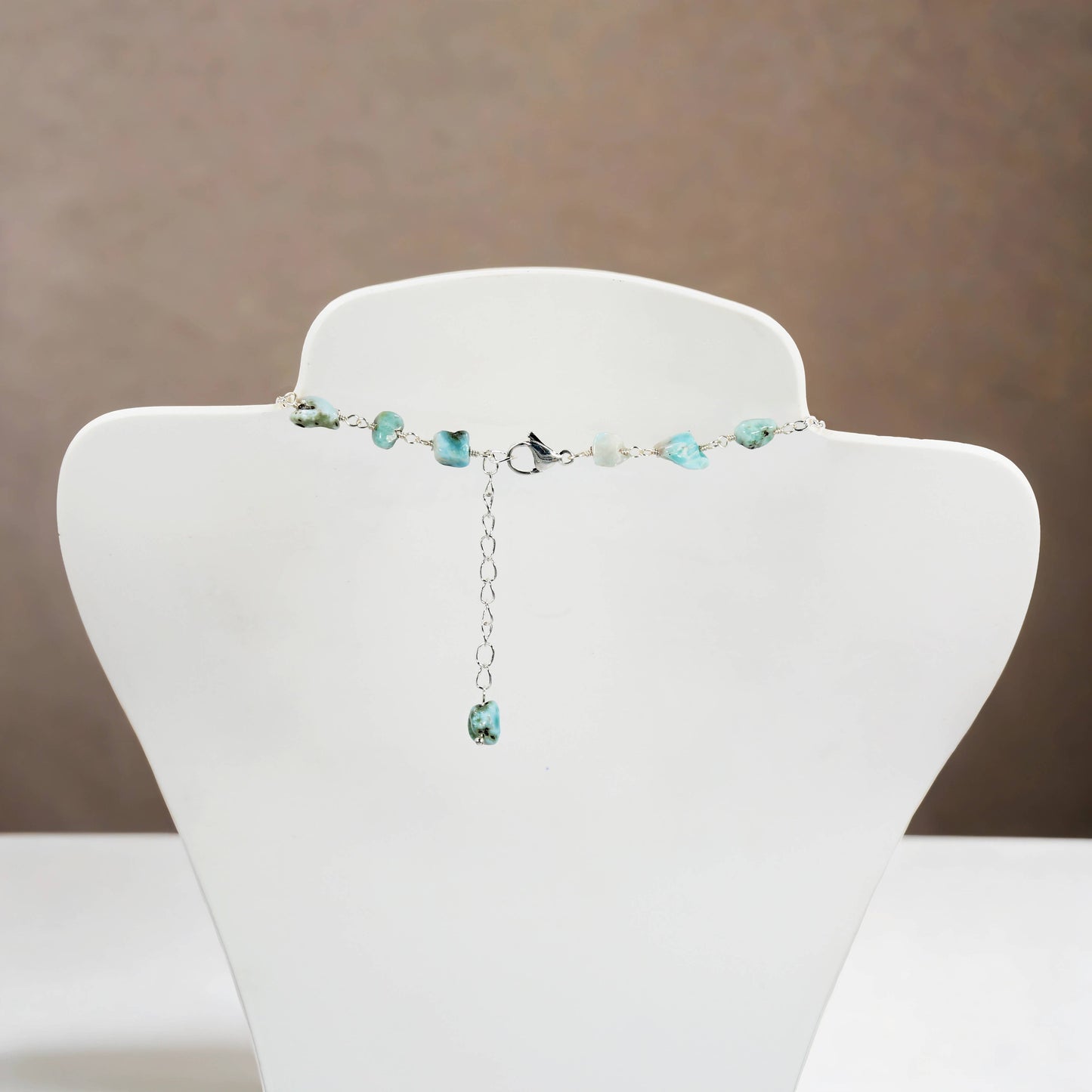 Gemstone and Freshwater Pearls Lariat Necklace: Larimar