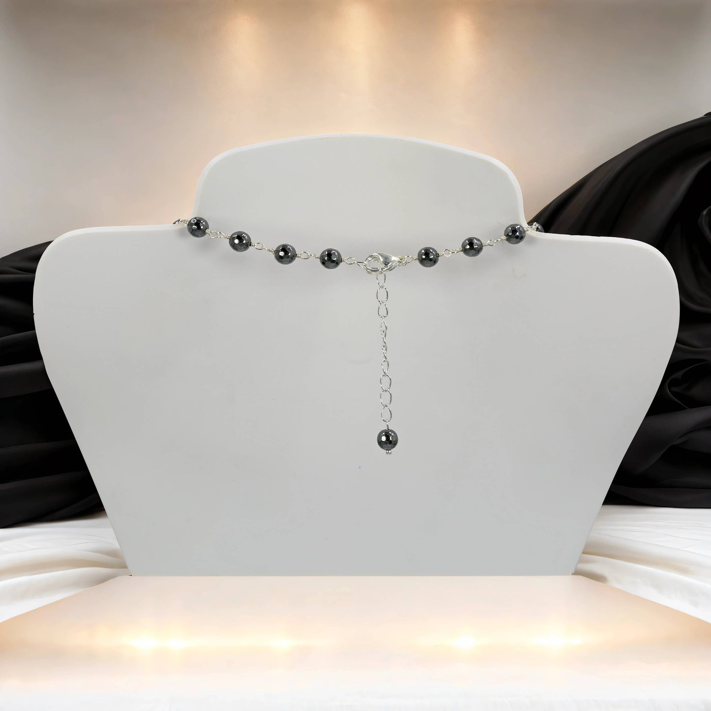 Faceted Hematite Lariat Necklace