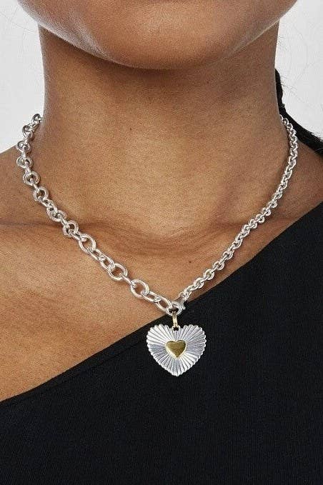 18K Stainless Steel Tarnish Free Waterproof Neck | 40NK9504: TWO TONE