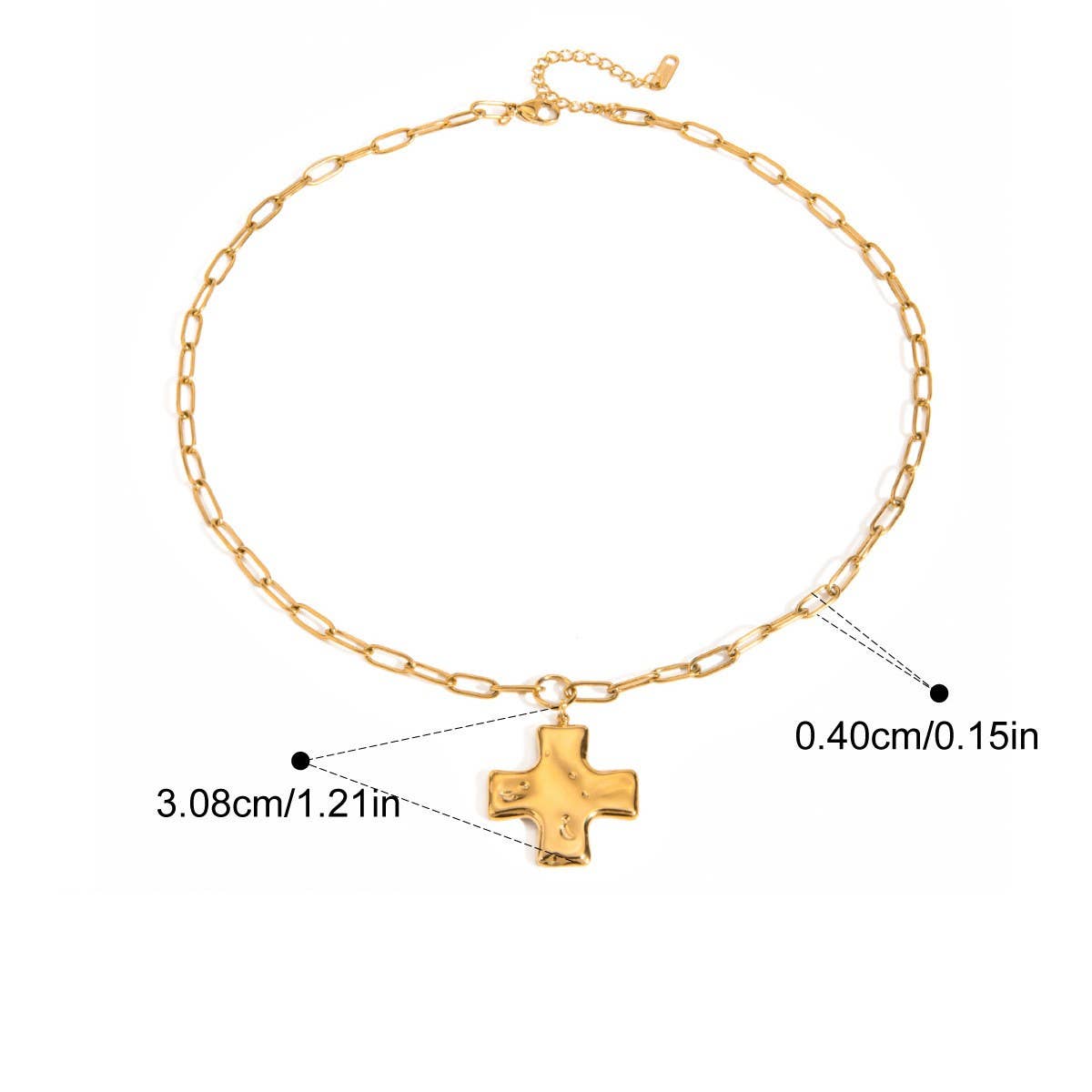 18K STAINLESS STEEL TARNISH FREE CROSS NECKLACE | 40NK9580: GOLD
