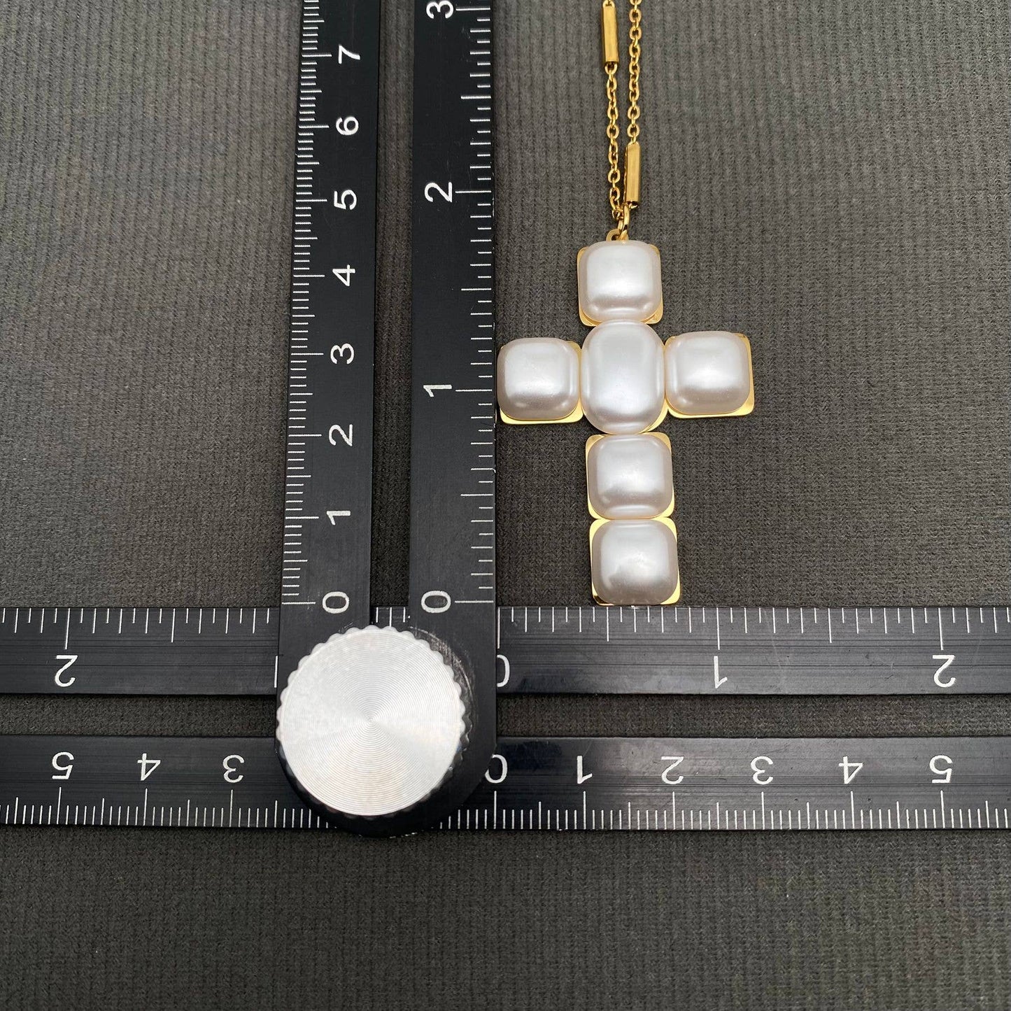 Pearl Cross Charm 18K Gold Plated S.Steel Necklace - FGS