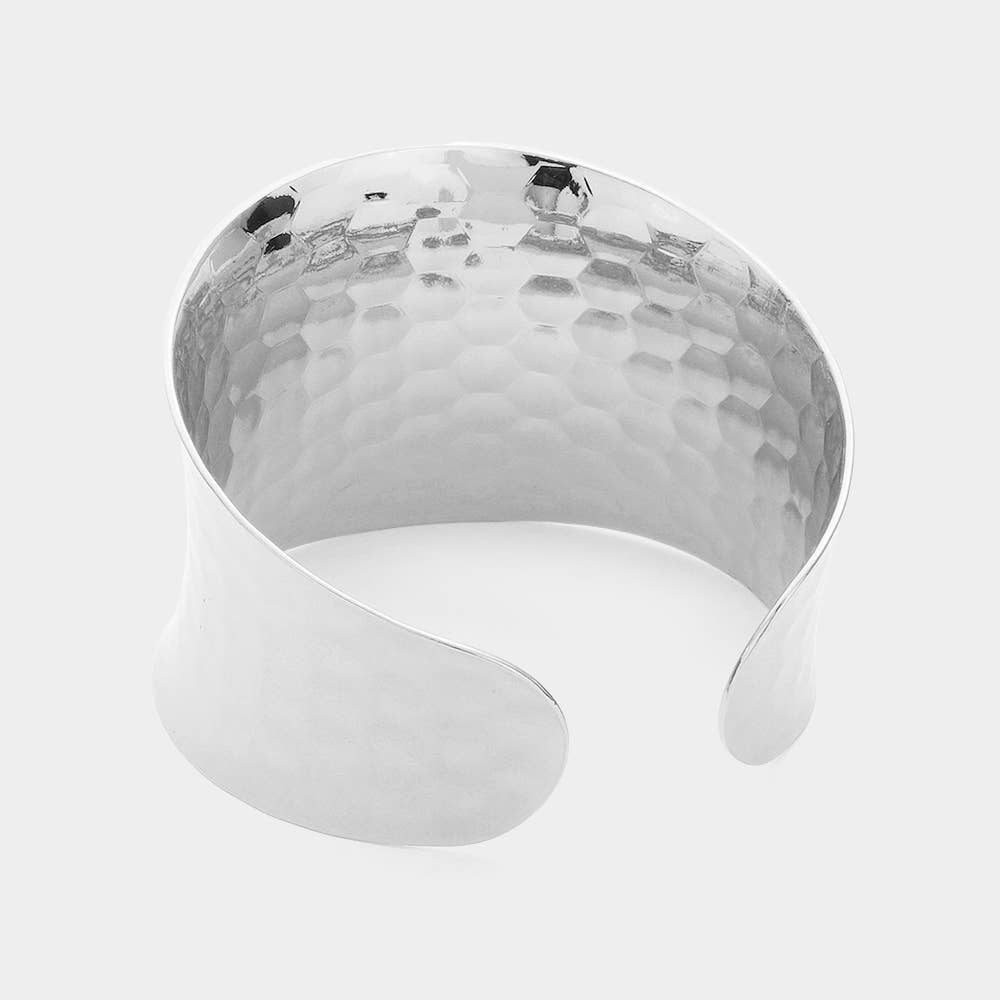 Textured Metal Cuff Bracelet: Silver