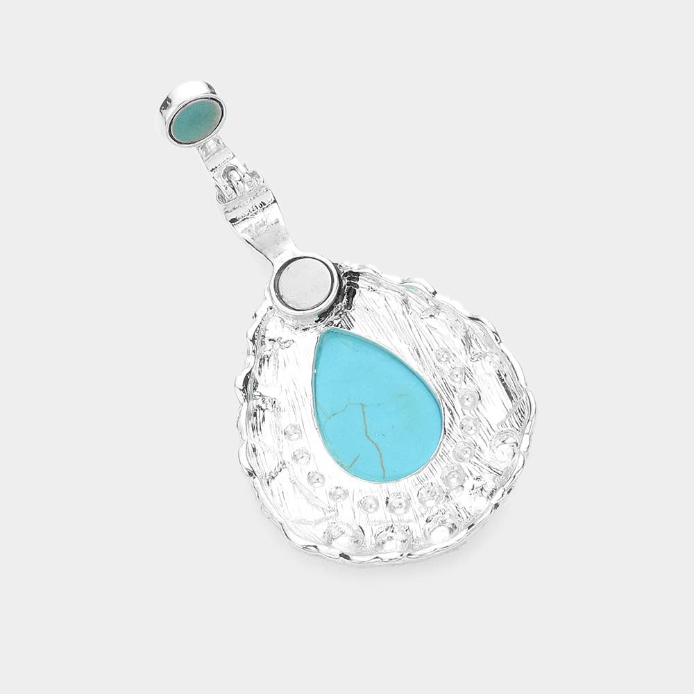 Antique Teardrop Turquoise Magnetic Pendant Set
