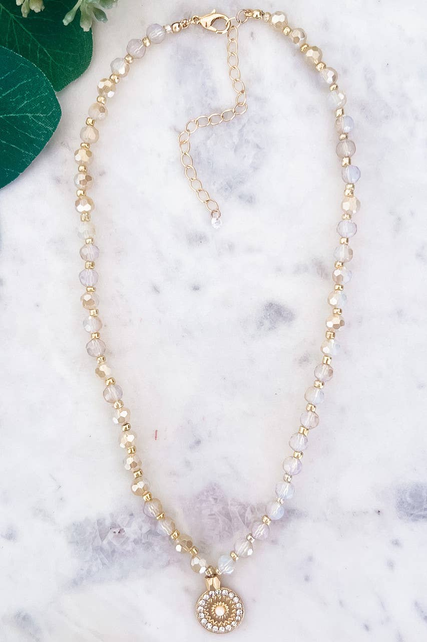 Chic Shine Bead Necklace N-1476-Natural