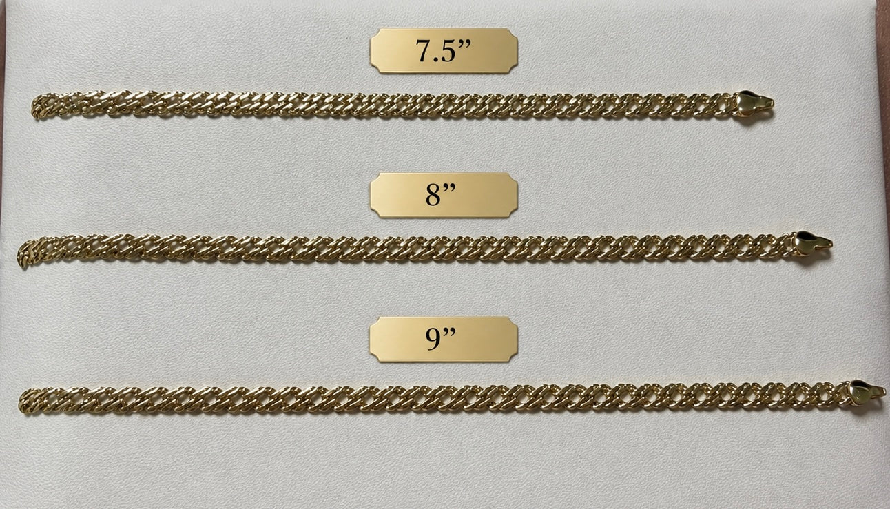 Gold Plated Double Curbed Link Bracelet 7.5”, 8” or 9”