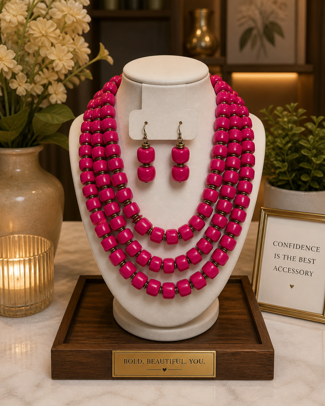 Pretty in Pink Necklace and Earring Set