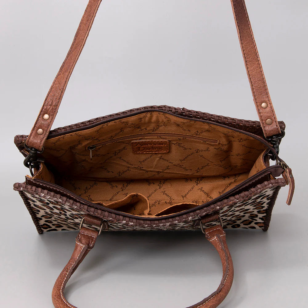 ADBG1019D American Darling Hair-On Leather Tote Bag Handcrafted Western Carryall