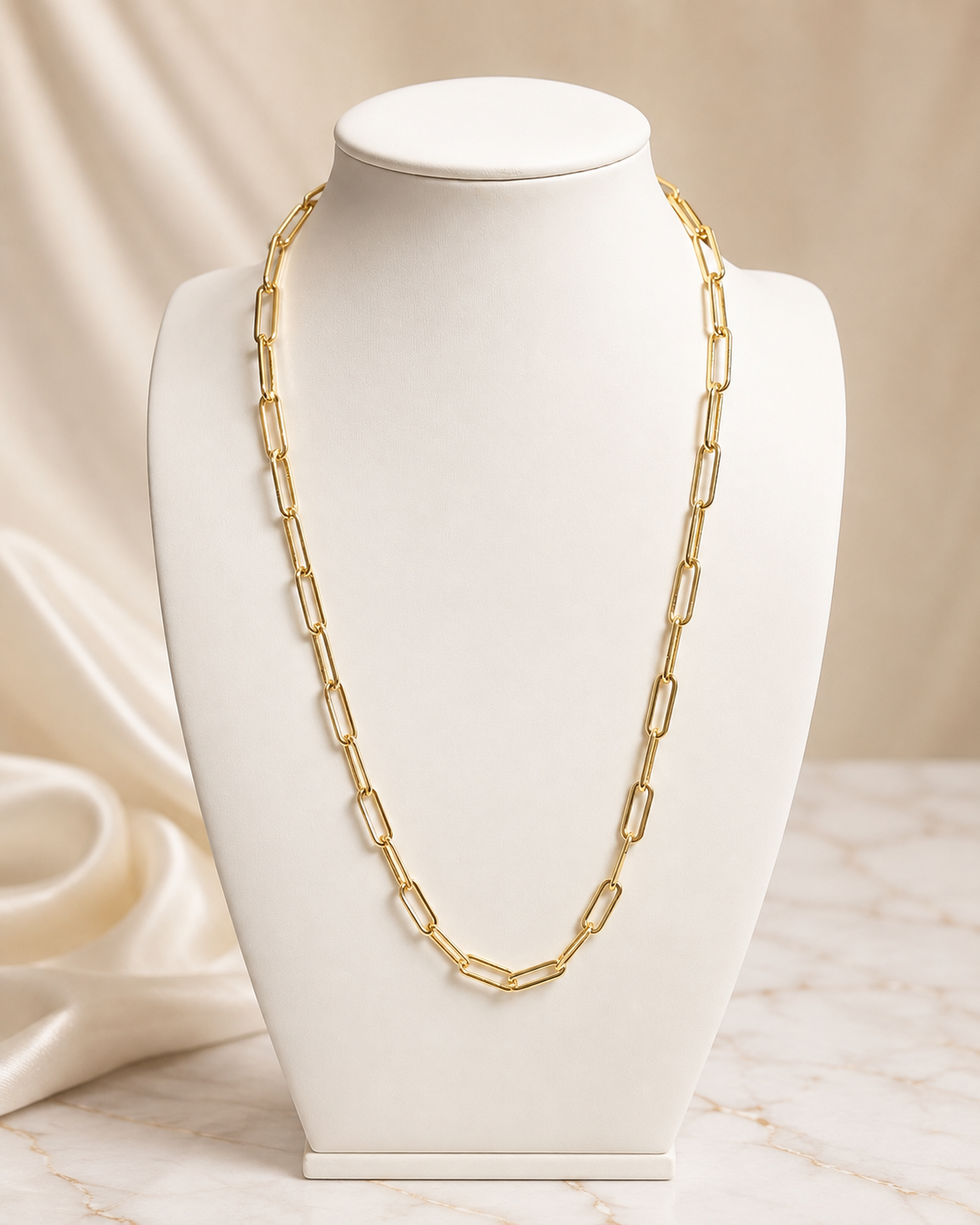 14K Yellow Gold Plated Paper Clip Link Necklace