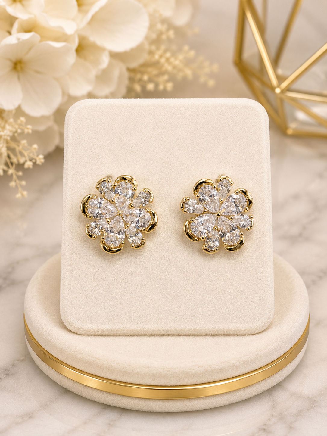 Rosalie Blossom Stud Earrings 14k Gold Plated