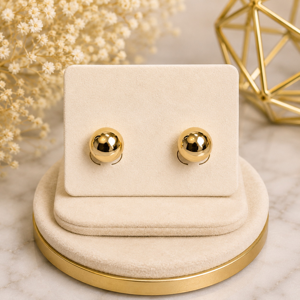 9.5mm 14k Gold Plated Ball Post Earrings