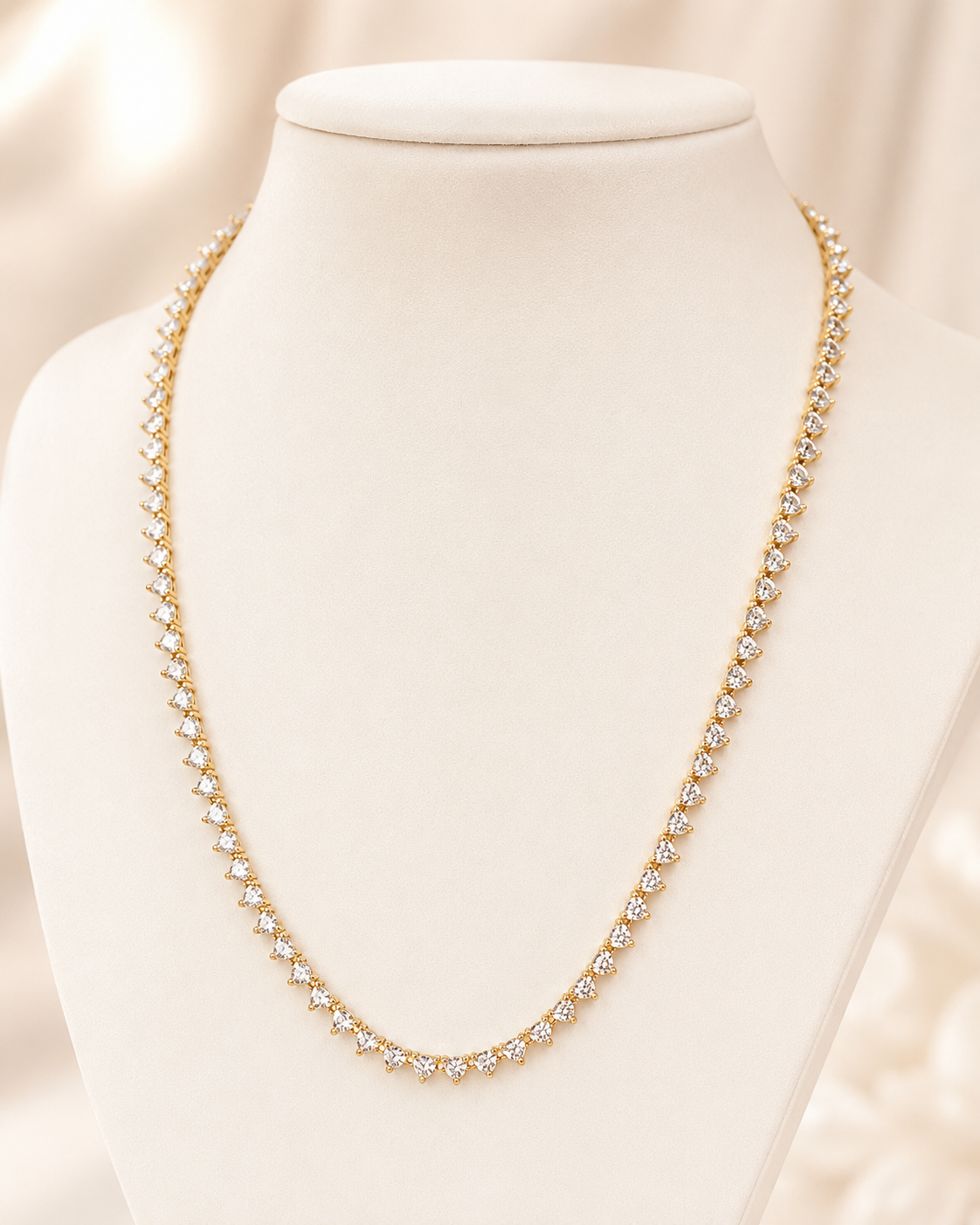 Sparkling Love Tennis Necklace 14k Gold Plated
