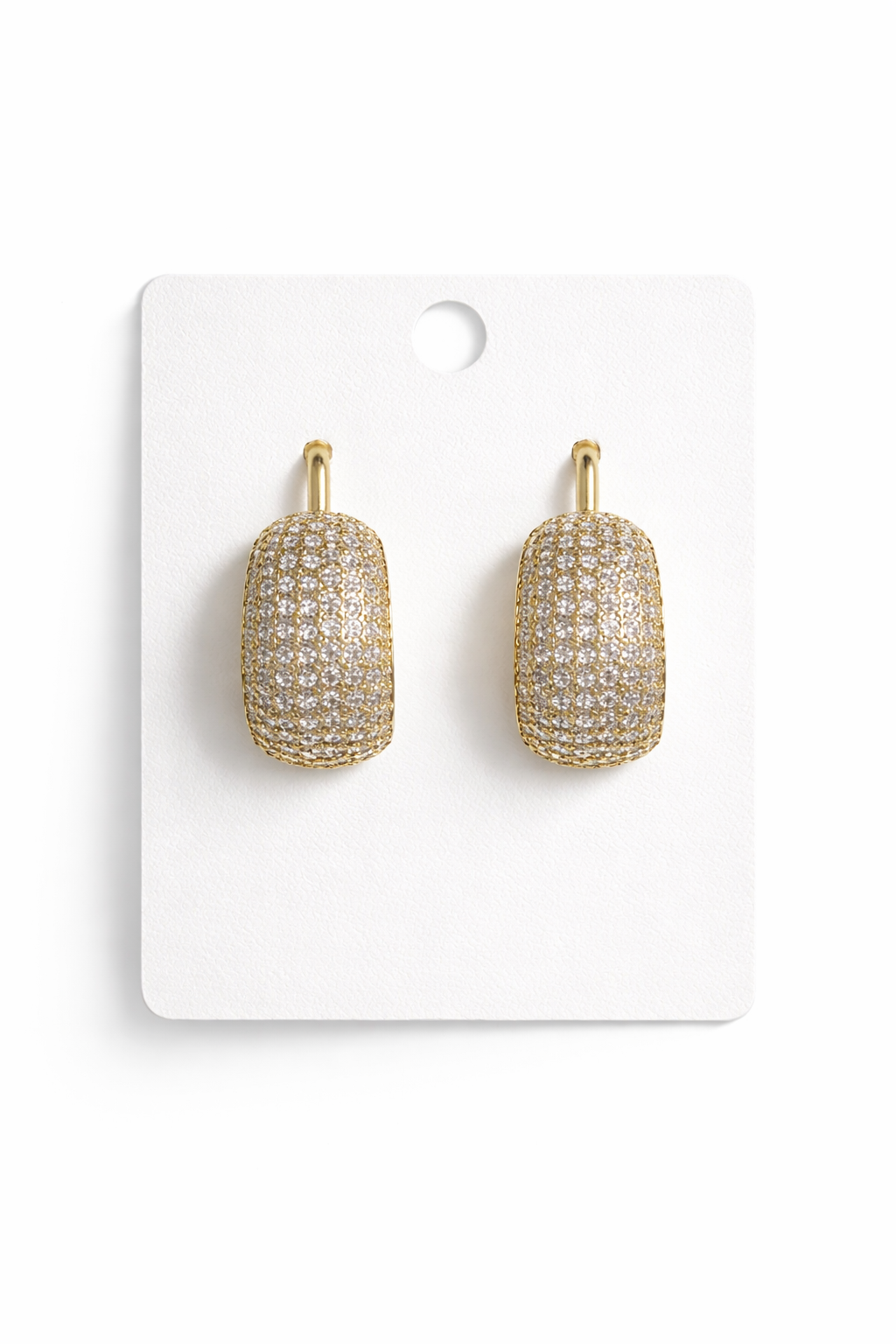 Elegant Lizzy 14K GPXP CZ 3/4” Leverback Post Earrings