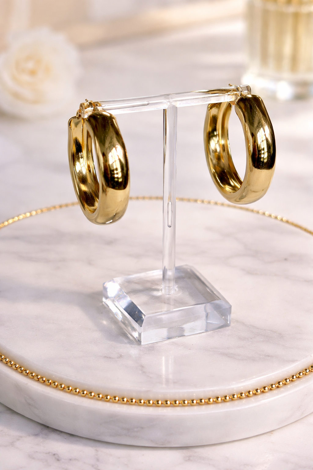 XL 1.8” Gold Plated High Polished Hoop Earrings