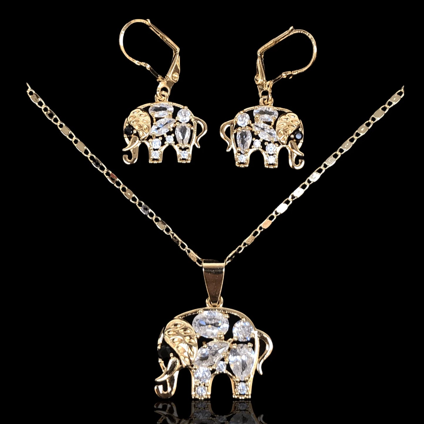 Royal Elephant Set 18K Gold Filled CZ