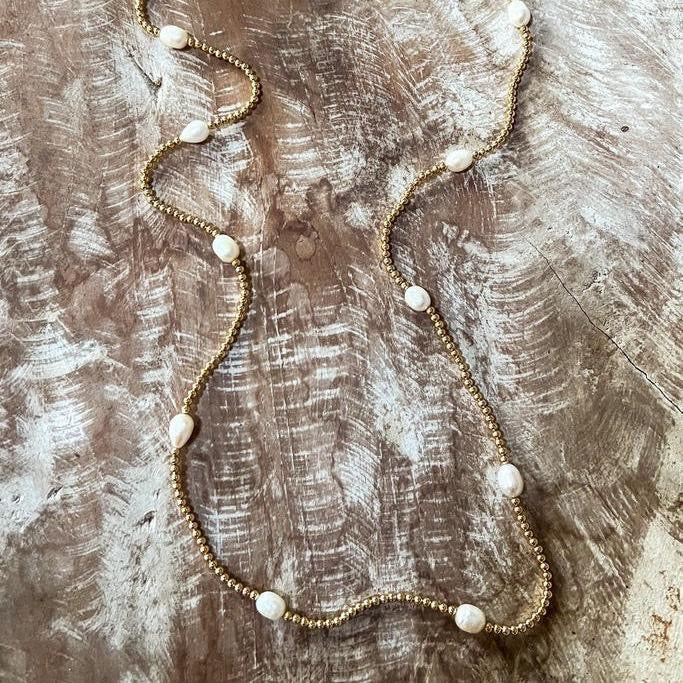 Dominique Necklace/Bracelet - Gold Chain with Pearl Accents