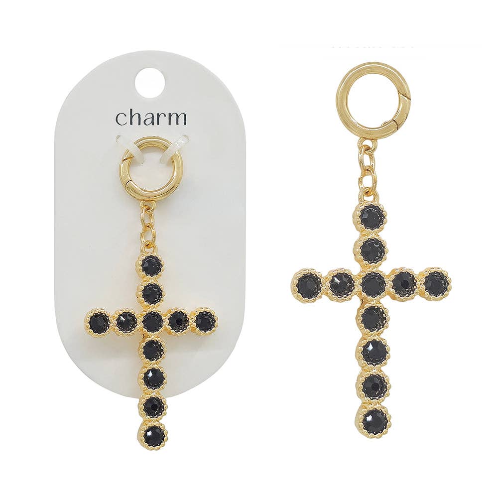 Cross Scarf Necklace Attachment-Clear Crystal or Black