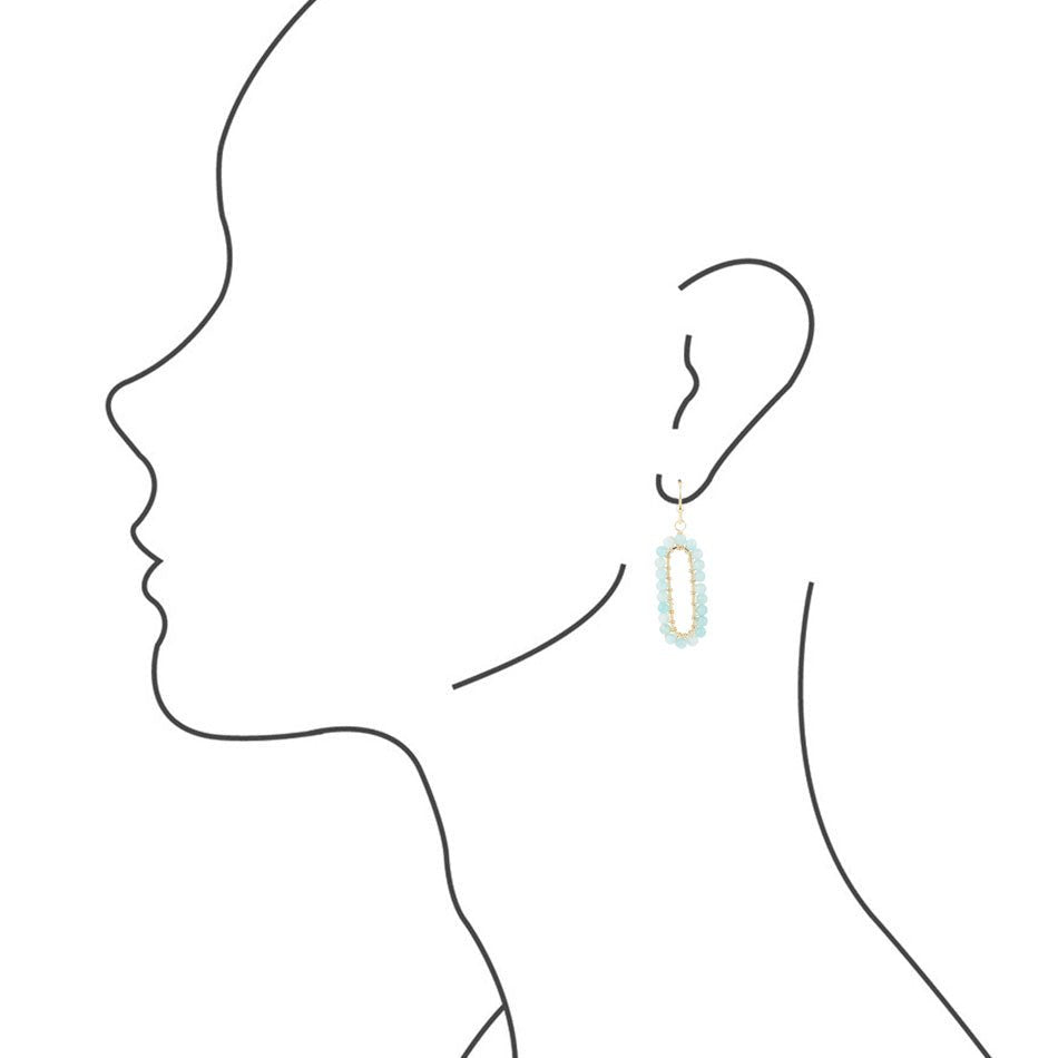 Teal Agate Endless Loop Earrings
