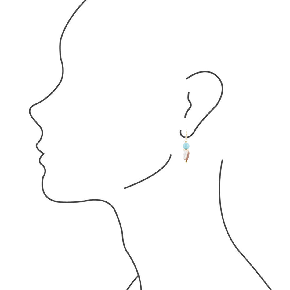 Turquoise and Caramel Shell Drop Earrings