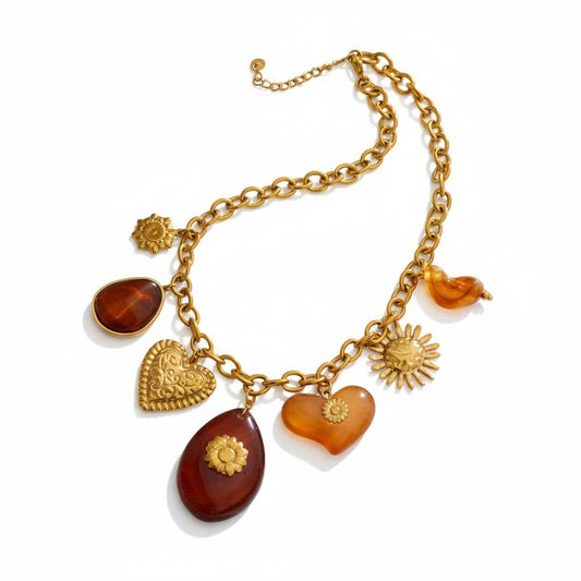 18K Stainless Steel Solstice Amber Necklace LSSGN260