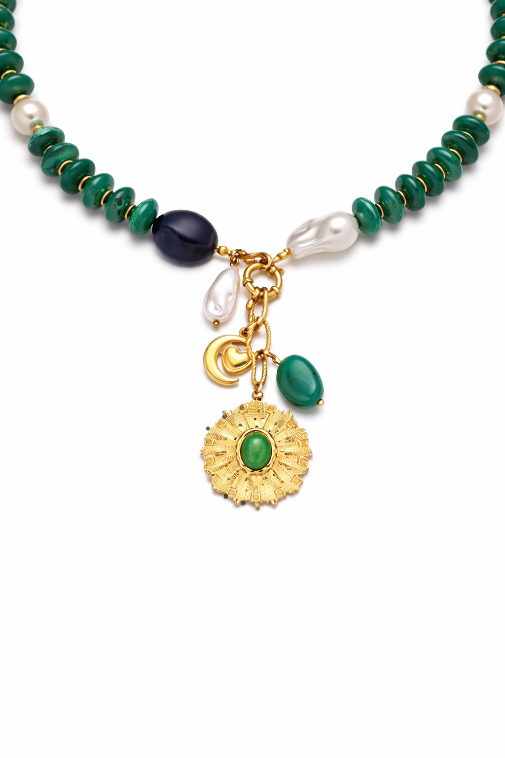 LSSGN300 18K Stainless Steel Oceania Pearl & Moonburst Necklace