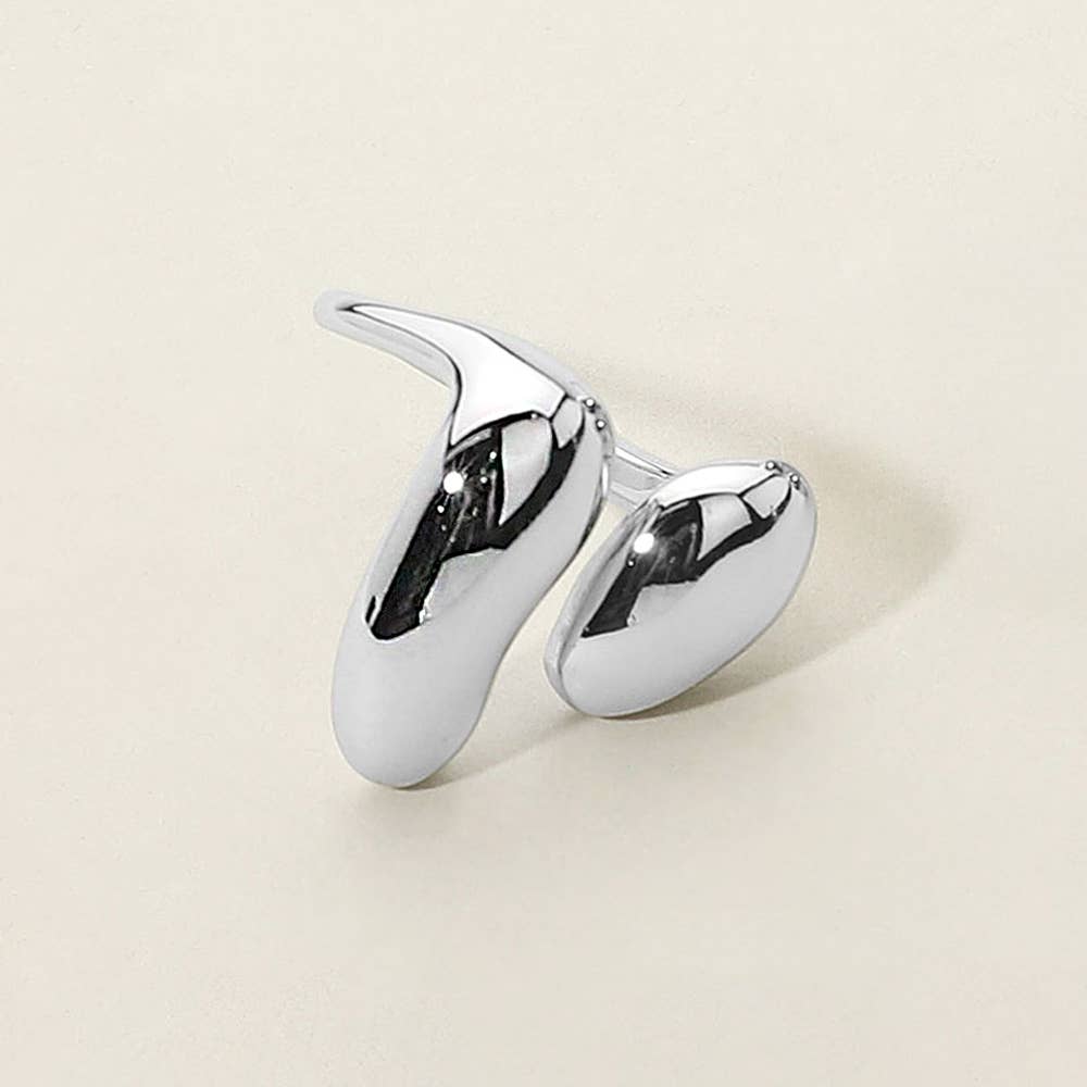 SECRET BOX_Stainless Steel Bold Sculptural Chunky Open Ring: Rhodium