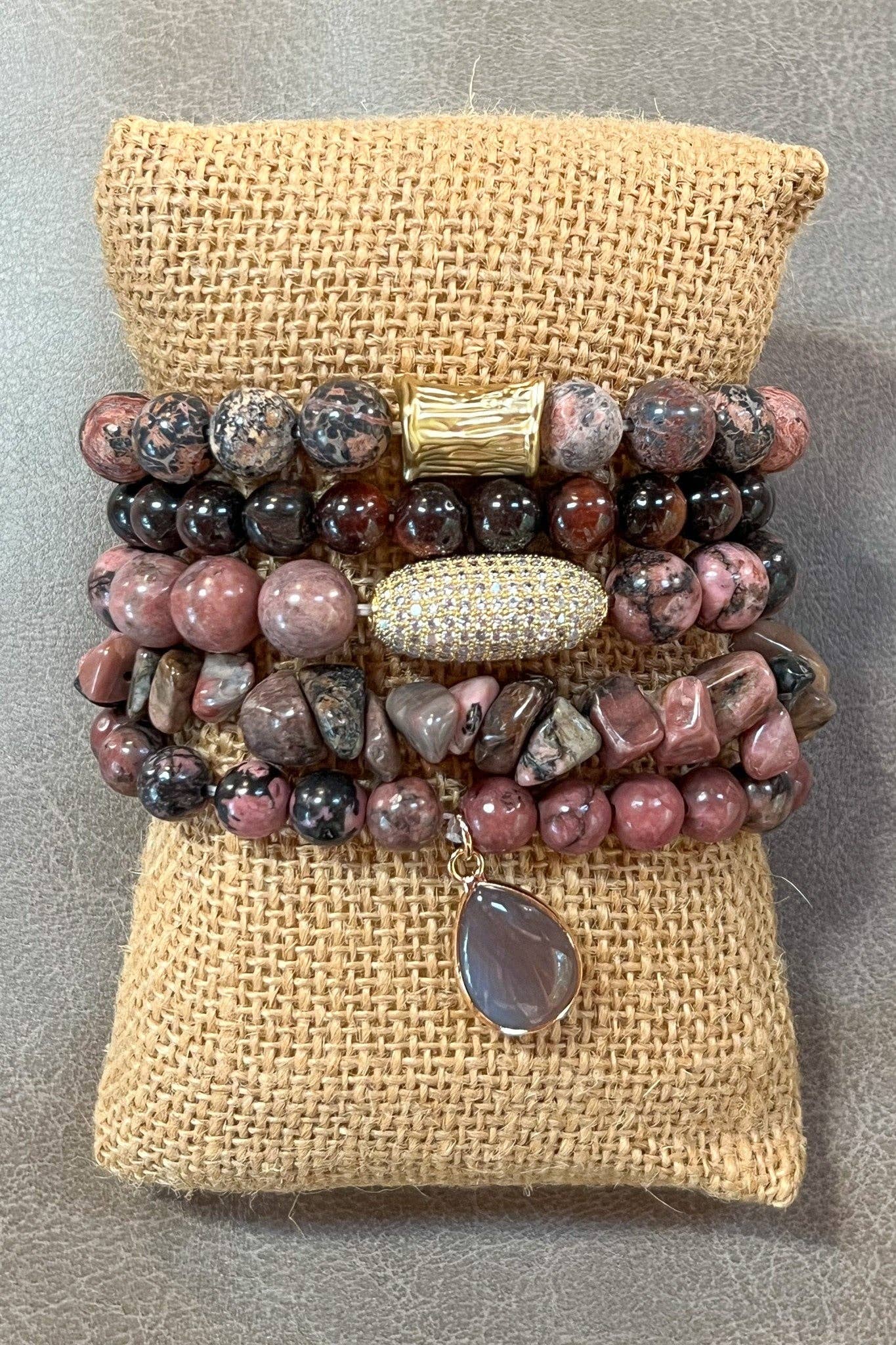 Zambia Bracelet Set Rhodonite