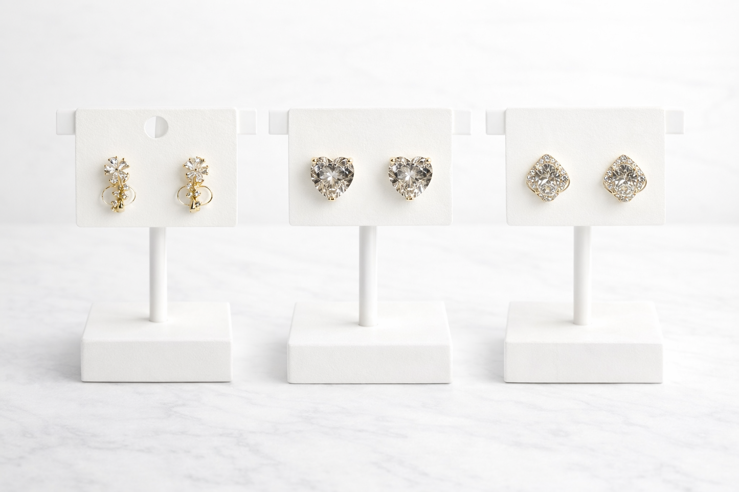 CZ Heart Stud Earrings | 14k Gold Plated XP Heart Earrings