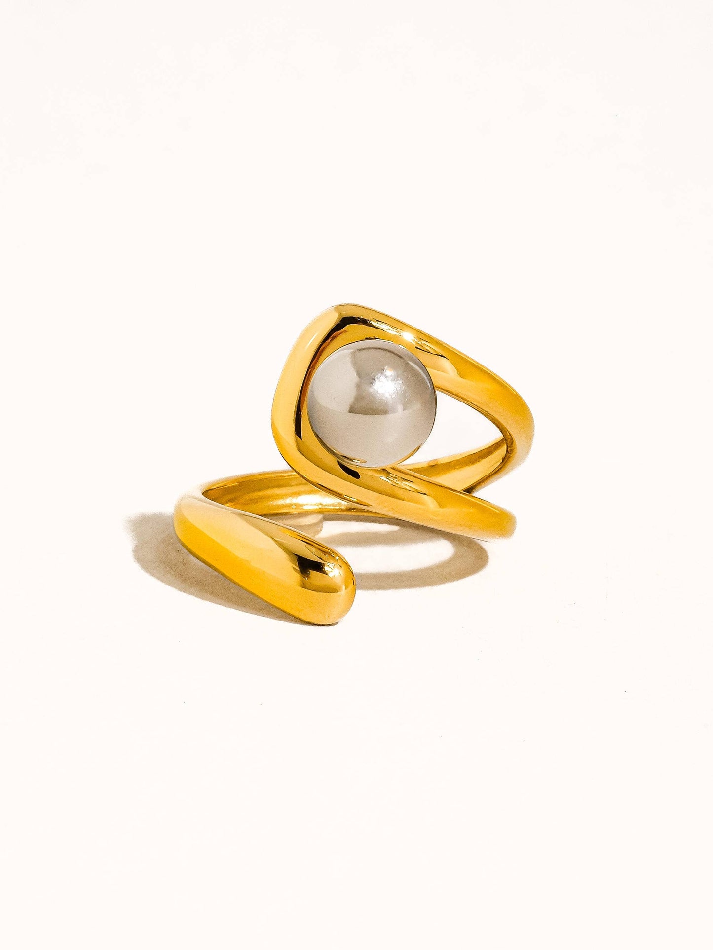 Fauna 18K Gold Non-Tarnish Two Tone Ball Band Ring: Multi-Colored