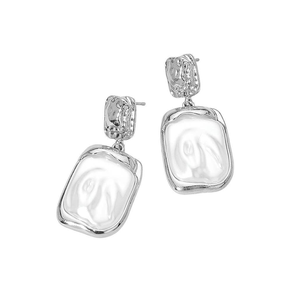 Abstract Pearl Frame Drop Dangle Earrings