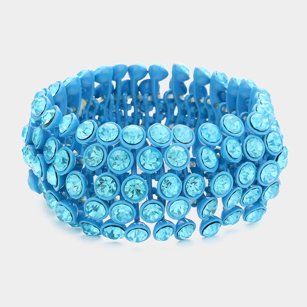 Crystal Cluster Stretch Bangle Bracelet: Aqua