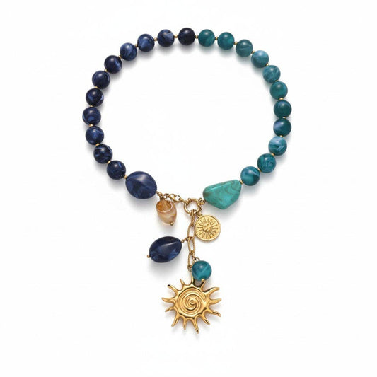 LSSGN284 18K Stainless Steel Oceania Azure Charm Necklace