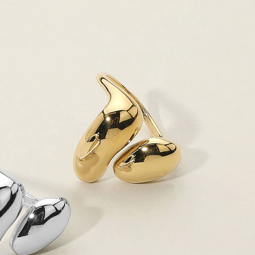 SECRET BOX_Stainless Steel Bold Sculptural Chunky Open Ring: Rhodium