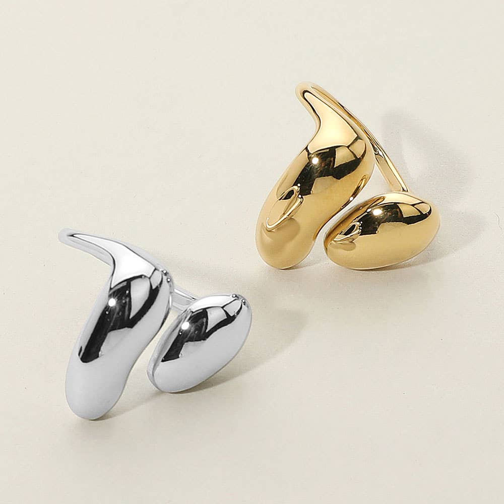 SECRET BOX_Stainless Steel Bold Sculptural Chunky Open Ring: Rhodium