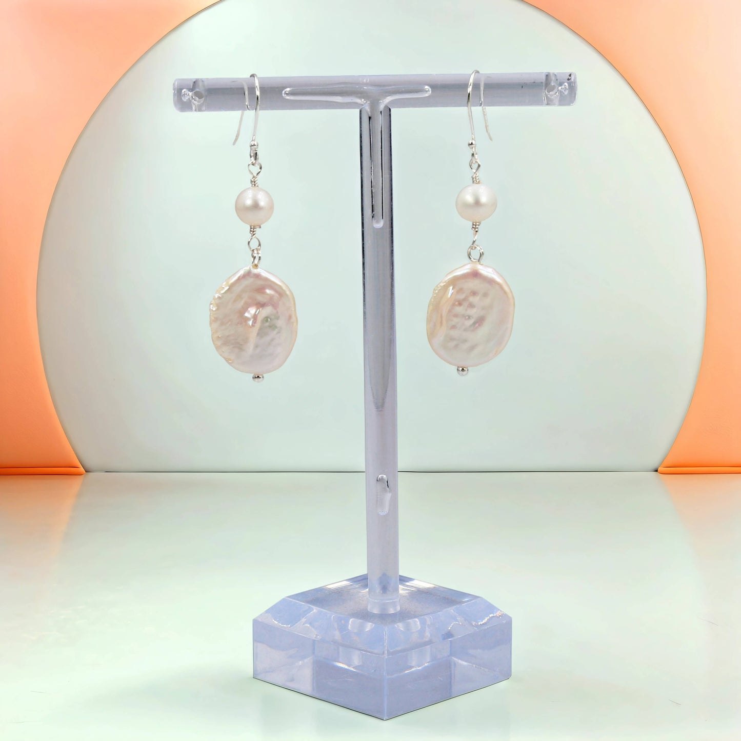 Coin-Shaped Cultured Freshwater Pearl Earrings