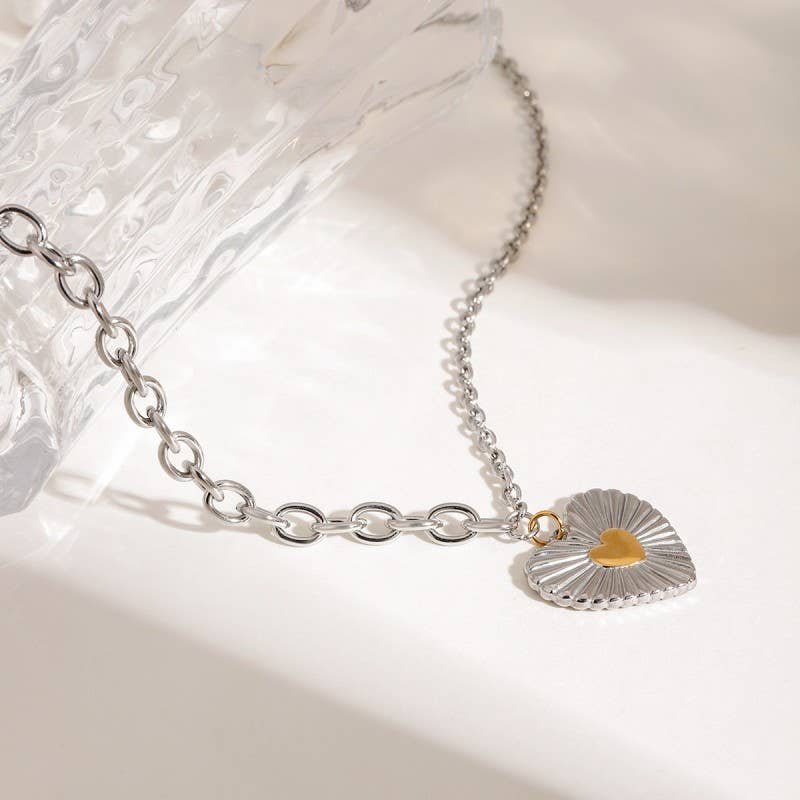 18K Stainless Steel Tarnish Free Waterproof Neck | 40NK9504: TWO TONE