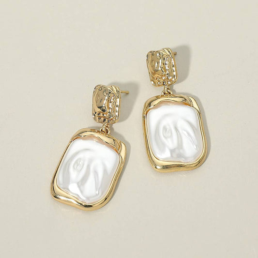 Abstract Pearl Frame Drop Dangle Earrings