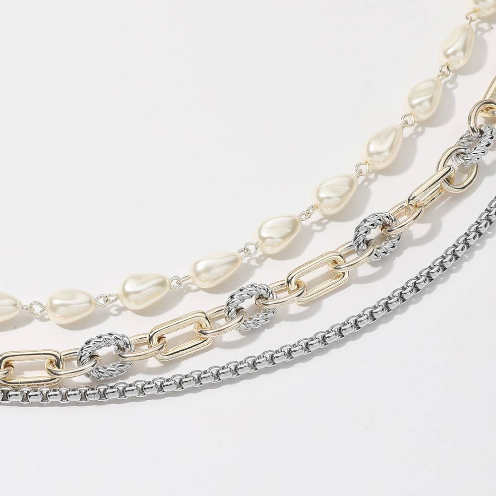 14K Gold Plated Two Tone Chunky Chain Box Necklace