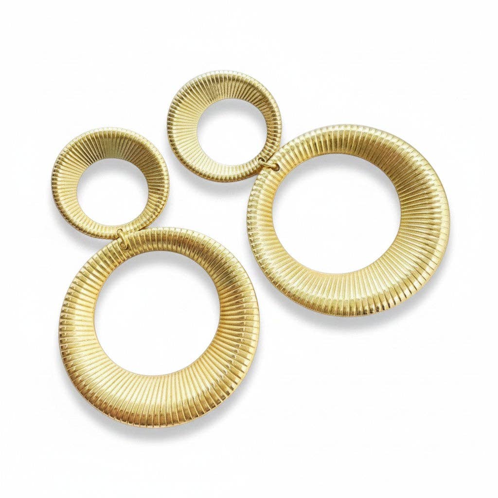 LSSGE394 Double Circle Drop Statement Earrings