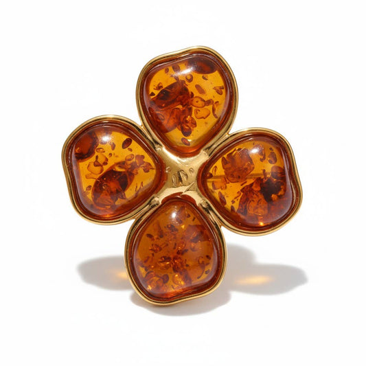 18K Stainless Steel Resin Floral Adjustable Ring LSSGR264