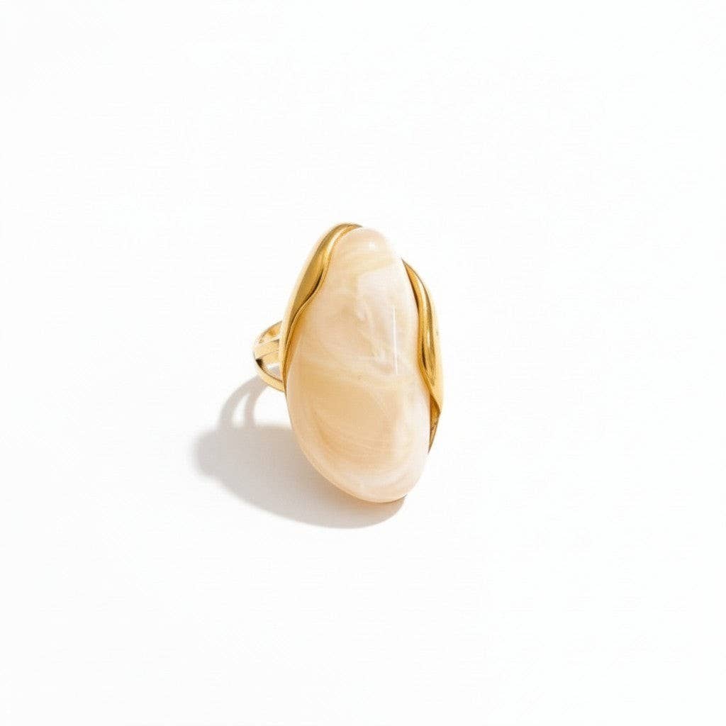 18K Stainless Steel Aurora Resin Ring LSSGRB252: Multi Color Options