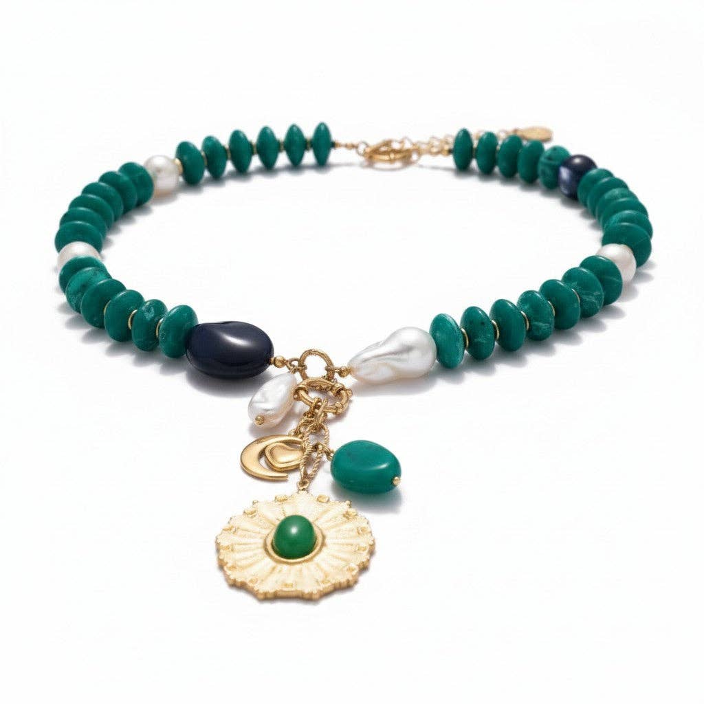 LSSGN300 18K Stainless Steel Oceania Pearl & Moonburst Necklace