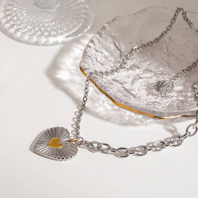 18K Stainless Steel Tarnish Free Waterproof Neck | 40NK9504: TWO TONE