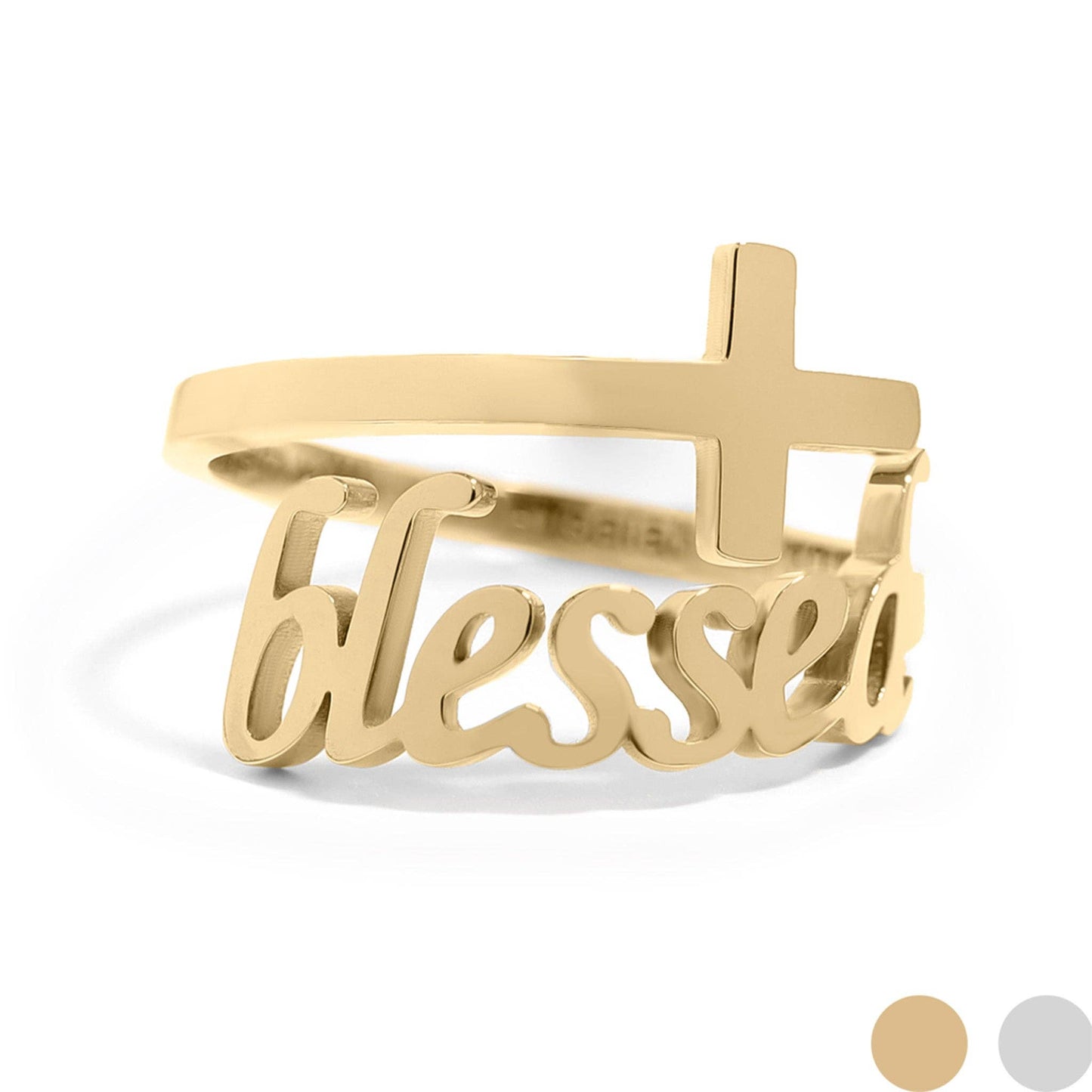 18K Gold PVD Adjustable "Blessed" Ring: Gold / 6
