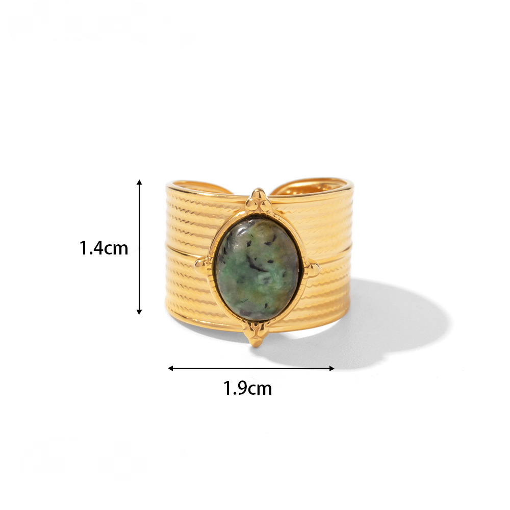 18K Gold Plated Stainless Steel Natural Stone Rings - FGS/CS: C