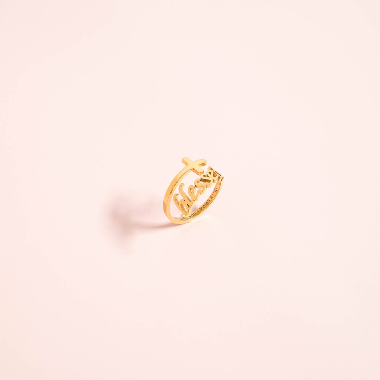 18K Gold PVD Adjustable "Blessed" Ring: Gold / 6