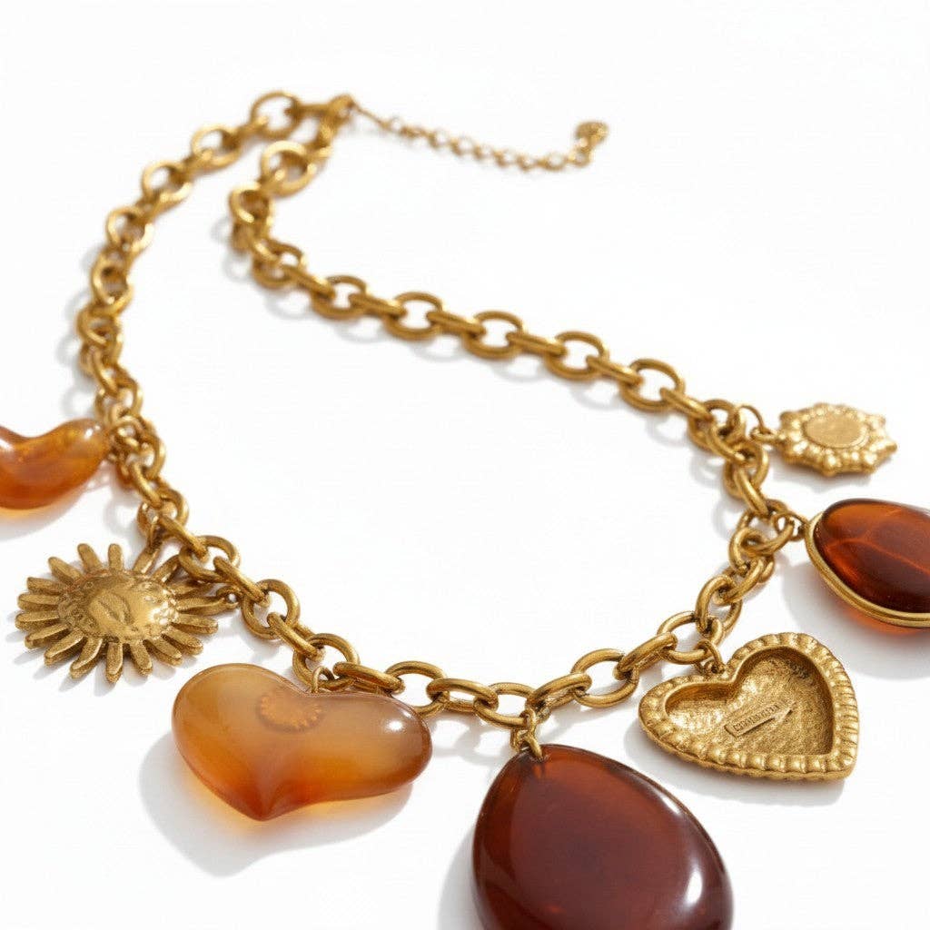 18K Stainless Steel Solstice Amber Necklace LSSGN260