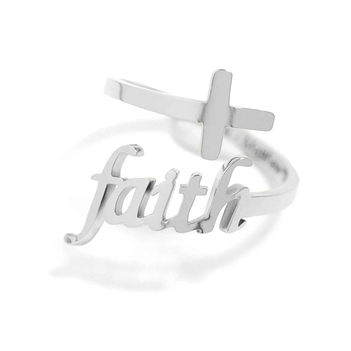 18K Gold PVD Adjustable "Faith" Ring: Gold / 11