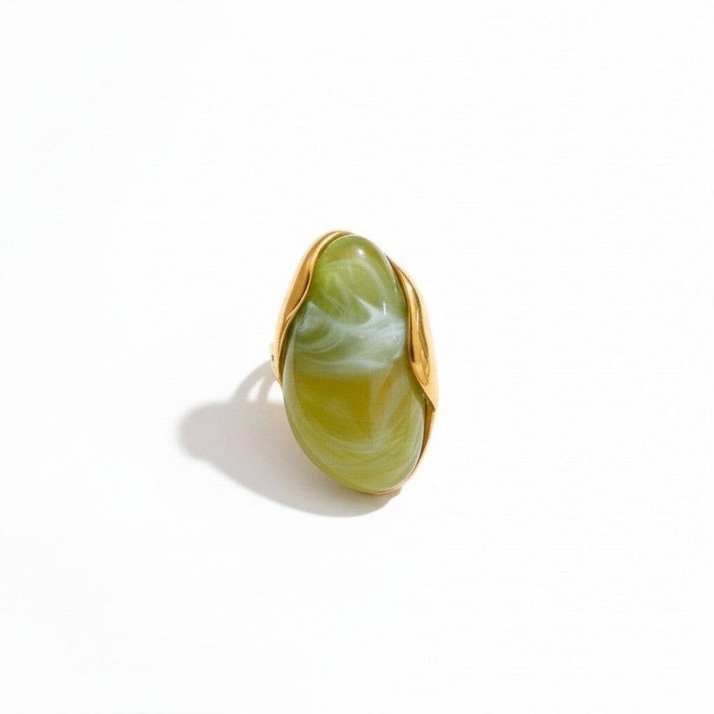 18K Stainless Steel Aurora Resin Ring LSSGRB252: Multi Color Options