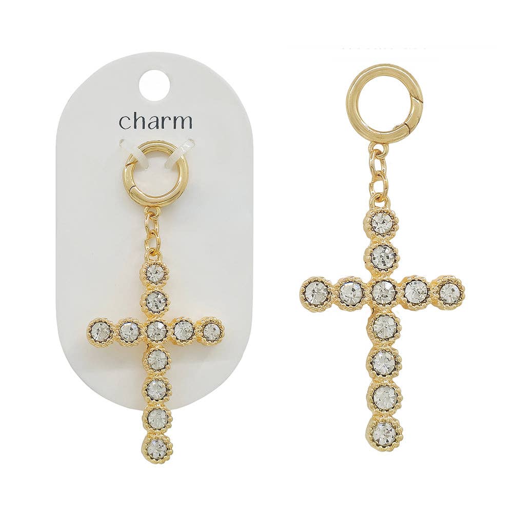 Cross Scarf Necklace Attachment-Clear Crystal or Black