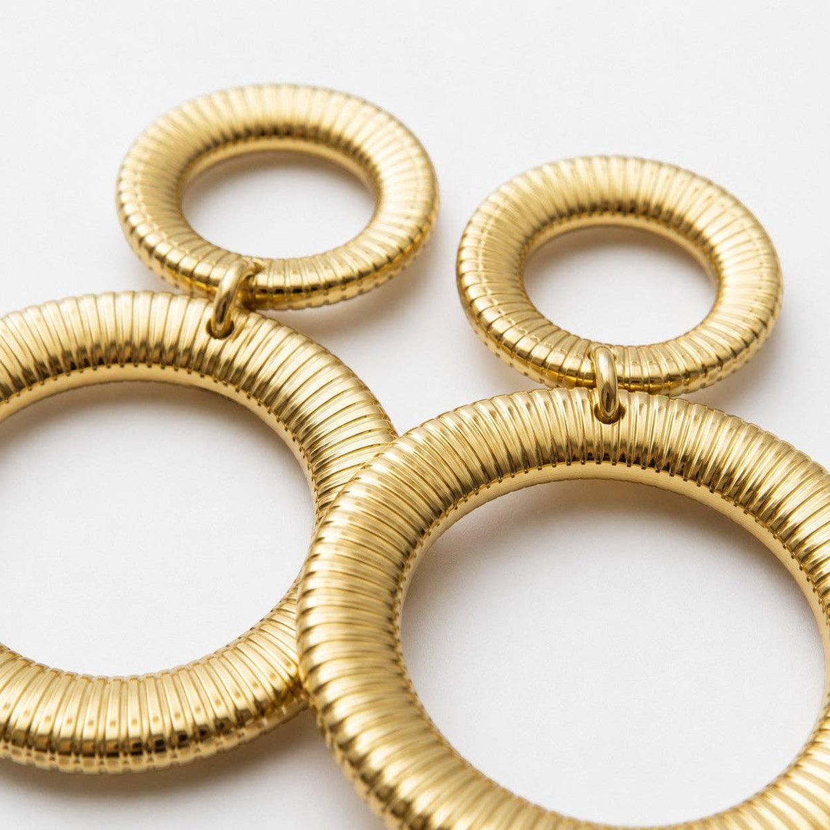 LSSGE394 Double Circle Drop Statement Earrings
